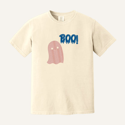 Pink Ghost Boo Embroidered Tee – Comfort Colors Tee in Ivory