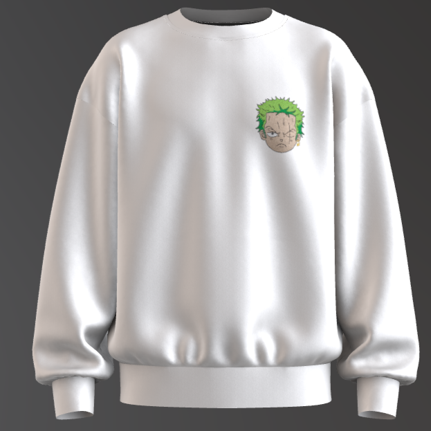 Zoro Embroidered Crewneck – One Piece Anime Sweatshirt