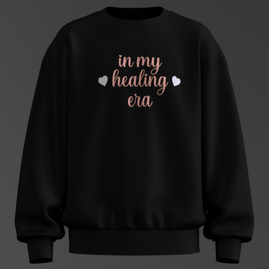 "In My Healing Era" Embroidered Crewneck – Self-Care & Growth Sweatshirt