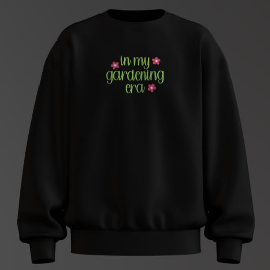 "In My Gardening Era" Embroidered Crewneck – For Plant Lovers & Green Thumbs
