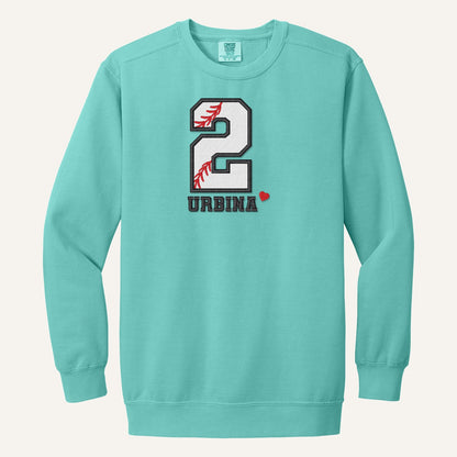 Baseball Number and Name Embroidered Shirt – Baseball Mom Stitch Collar – Comfort Colors Crewneck in Chalky Mint