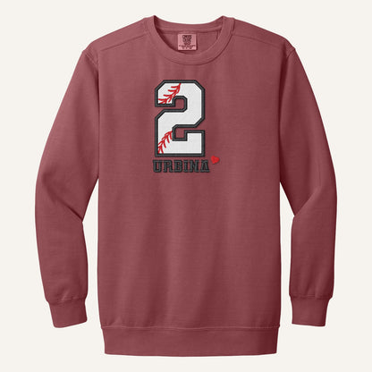 Baseball Number and Name Embroidered Shirt – Baseball Mom Stitch Collar – Comfort Colors Crewneck in Crimson