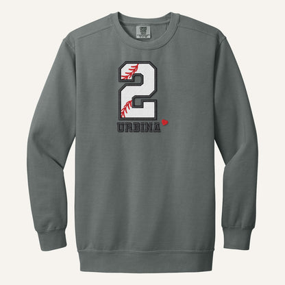 Baseball Number and Name Embroidered Shirt – Baseball Mom Stitch Collar – Comfort Colors Crewneck in Grey