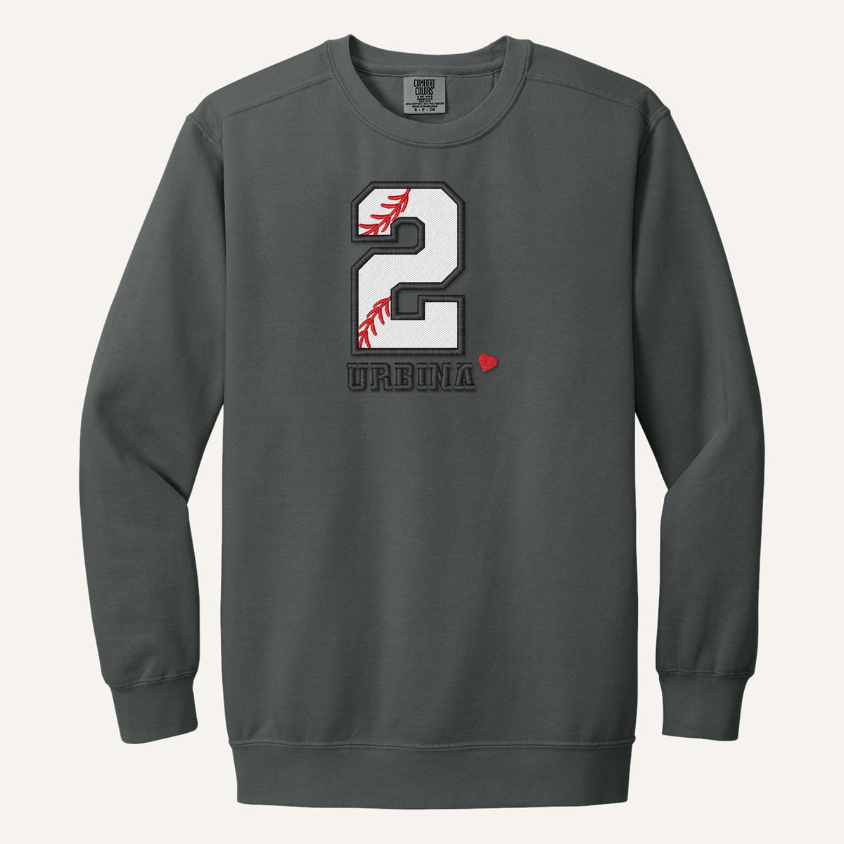 Baseball Number and Name Embroidered Shirt – Baseball Mom Stitch Collar – Comfort Colors Crewneck in Pepper