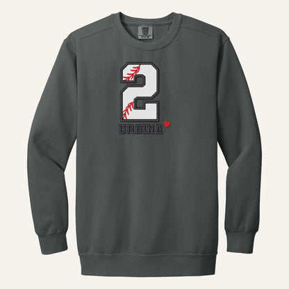 Baseball Number and Name Embroidered Shirt – Baseball Mom Stitch Collar – Comfort Colors Crewneck in Pepper