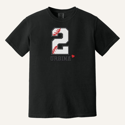 Baseball Number and Name Embroidered Shirt – Baseball Mom Stitch Collar – Comfort Colors Tee in Black