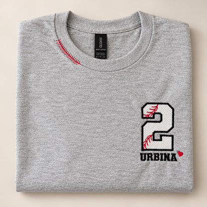 Baseball Number and Name Embroidered Shirt – Baseball Mom Stitch Collar