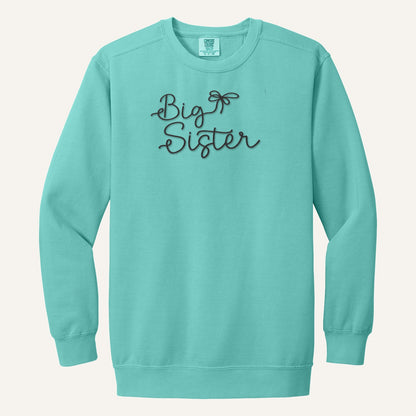 Big Sister Embroidered Sweatshirt – Comfort Colors Crewneck in Chalky Mint