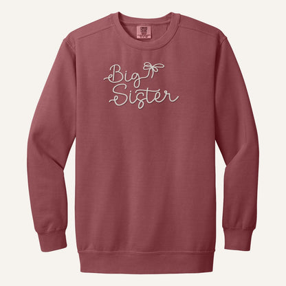Big Sister Embroidered Sweatshirt – Comfort Colors Crewneck in Crimson
