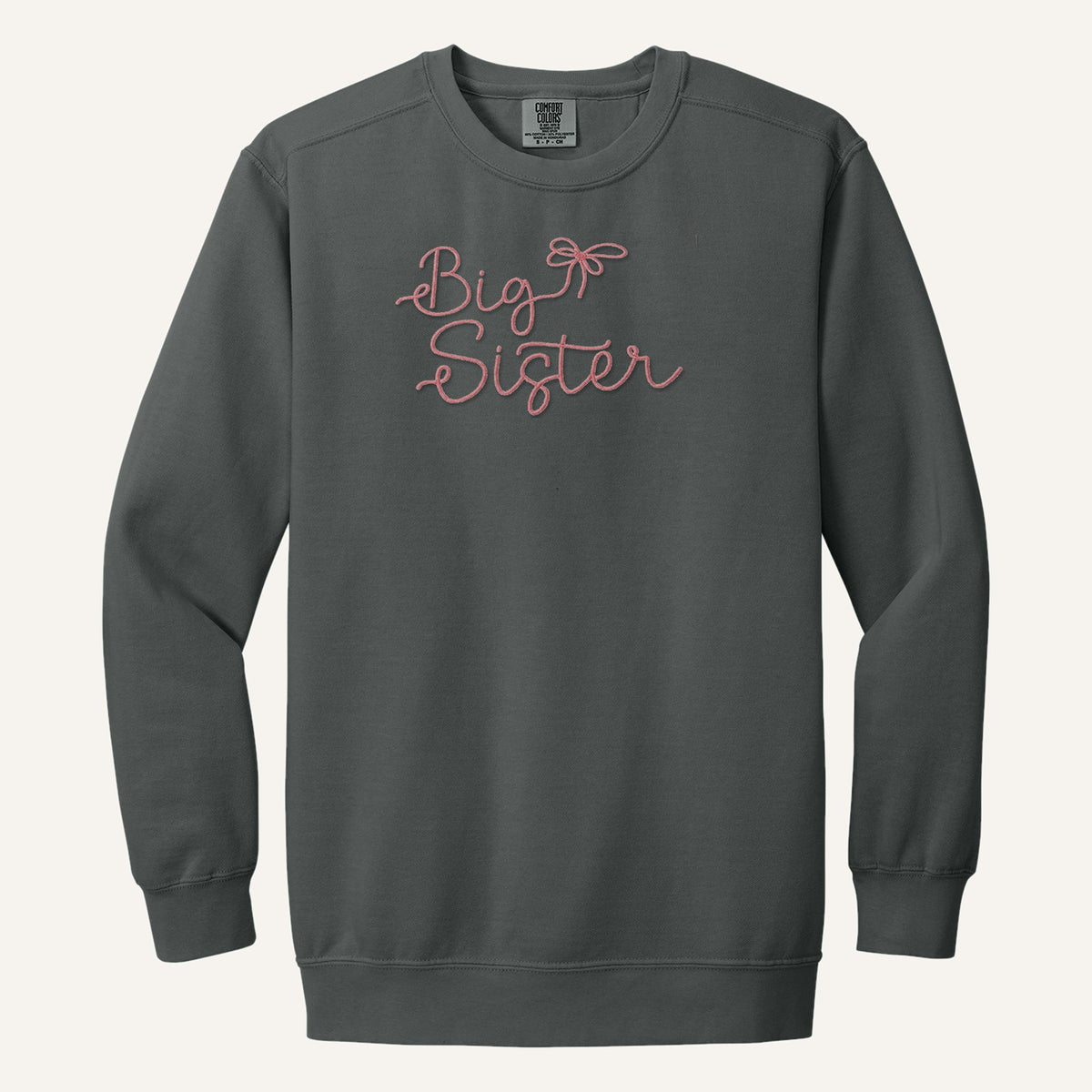 Big Sister Embroidered Sweatshirt – Comfort Colors Crewneck in Pepper