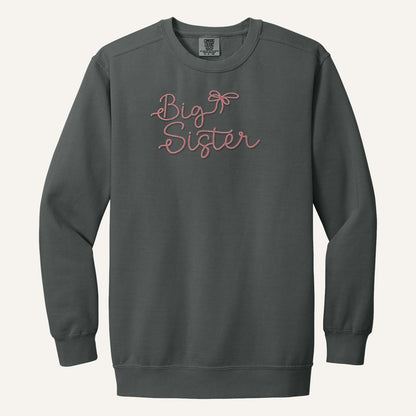 Big Sister Embroidered Sweatshirt – Comfort Colors Crewneck in Pepper