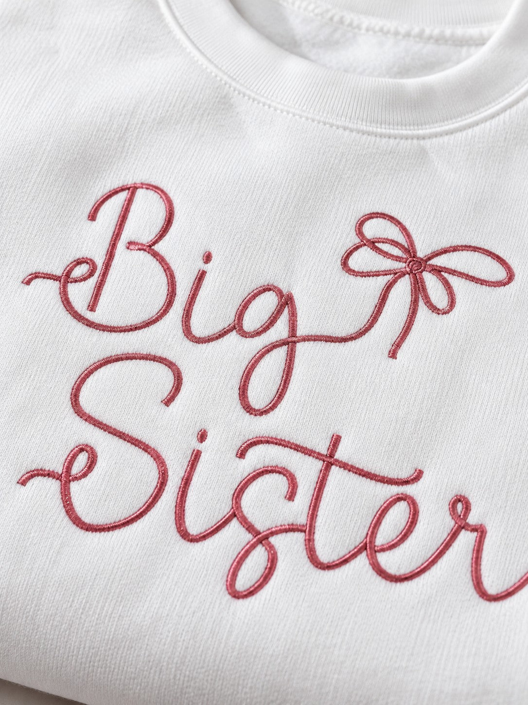 Big Sister Embroidered Sweatshirt – close-up detail