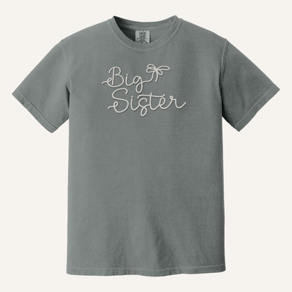 Big Sister Embroidered Sweatshirt – Comfort Colors Tee in Grey