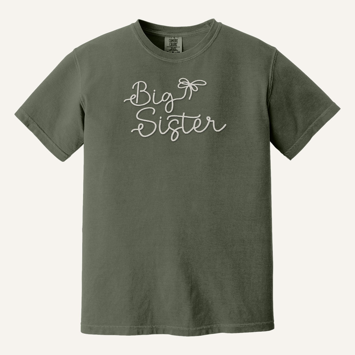 Big Sister Embroidered Sweatshirt – Comfort Colors Tee in Moss