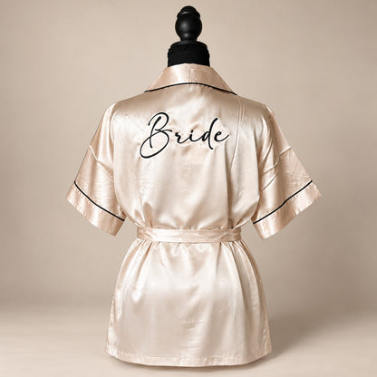 Bride Satin Shirt or Robe – Embroidered Bride Getting Ready Robe