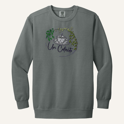 Un Cafecito Embroidered Tee – Coffee Lover Shirt – Comfort Colors Crewneck in Grey