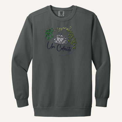 Un Cafecito Embroidered Tee – Coffee Lover Shirt – Comfort Colors Crewneck in Pepper