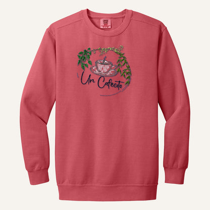 Un Cafecito Embroidered Tee – Coffee Lover Shirt – Comfort Colors Crewneck in Watermelon