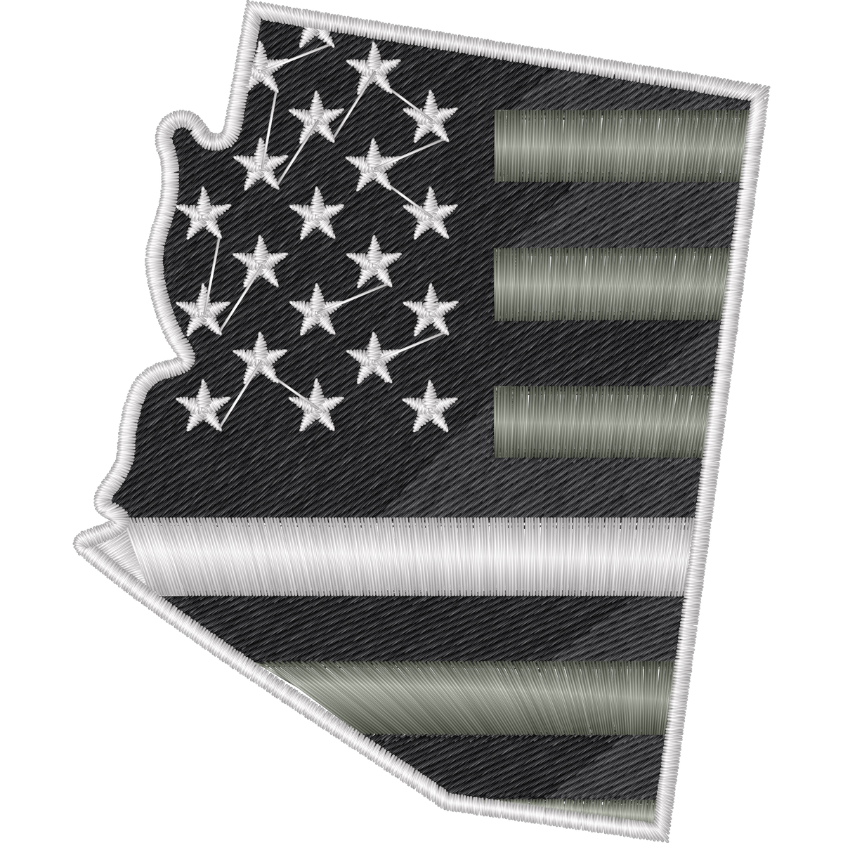 Arizona American Flag Black and Gray machine embroidery stitch preview