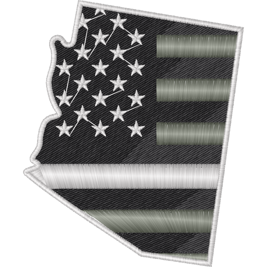 Arizona American Flag Black and Gray machine embroidery stitch preview