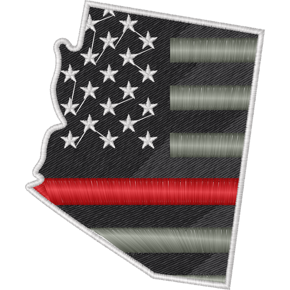 Arizona American Flag Red Line machine embroidery stitch preview