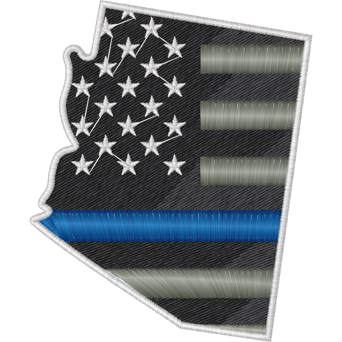 Arizona American Flag Blue Line Variant machine embroidery stitch preview