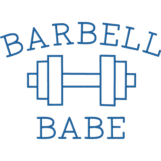 Barbell Babe Dumbbell machine embroidery stitch preview