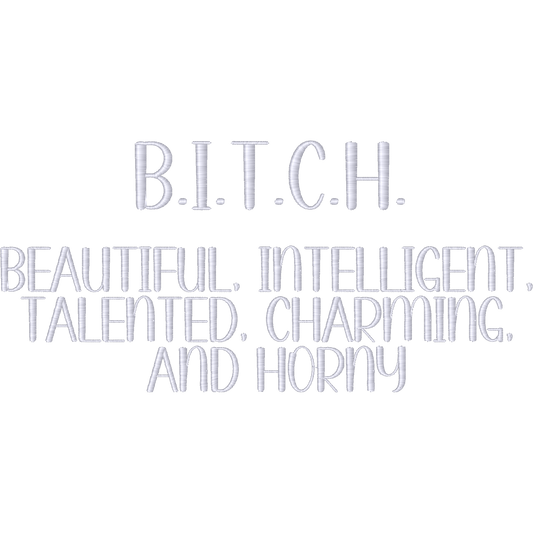 BITCH Acrostic Lettering machine embroidery stitch preview