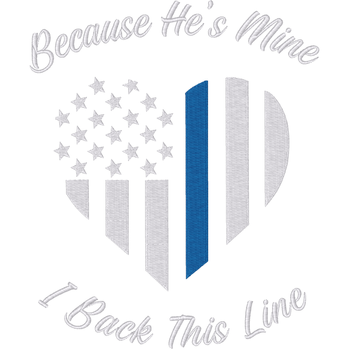 Blue Line Flag Cross and Quote machine embroidery stitch preview