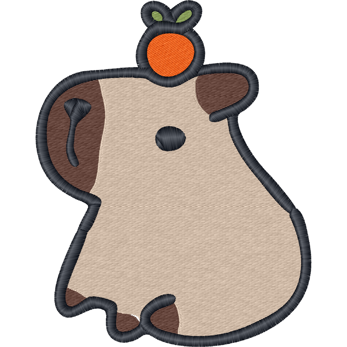 Capybara with Orange machine embroidery stitch preview