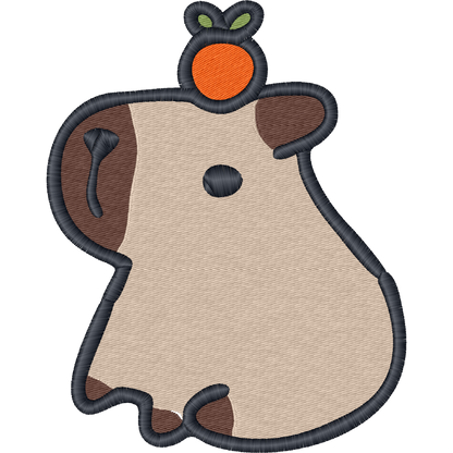 Capybara with Orange machine embroidery stitch preview