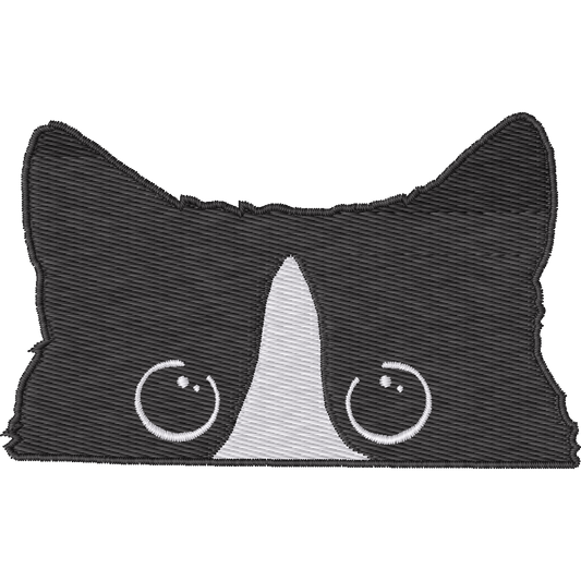 Peeking Black and White Cat machine embroidery stitch preview