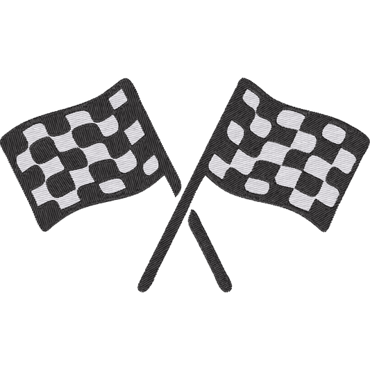 Crossed Checkered Racing Flags machine embroidery stitch preview