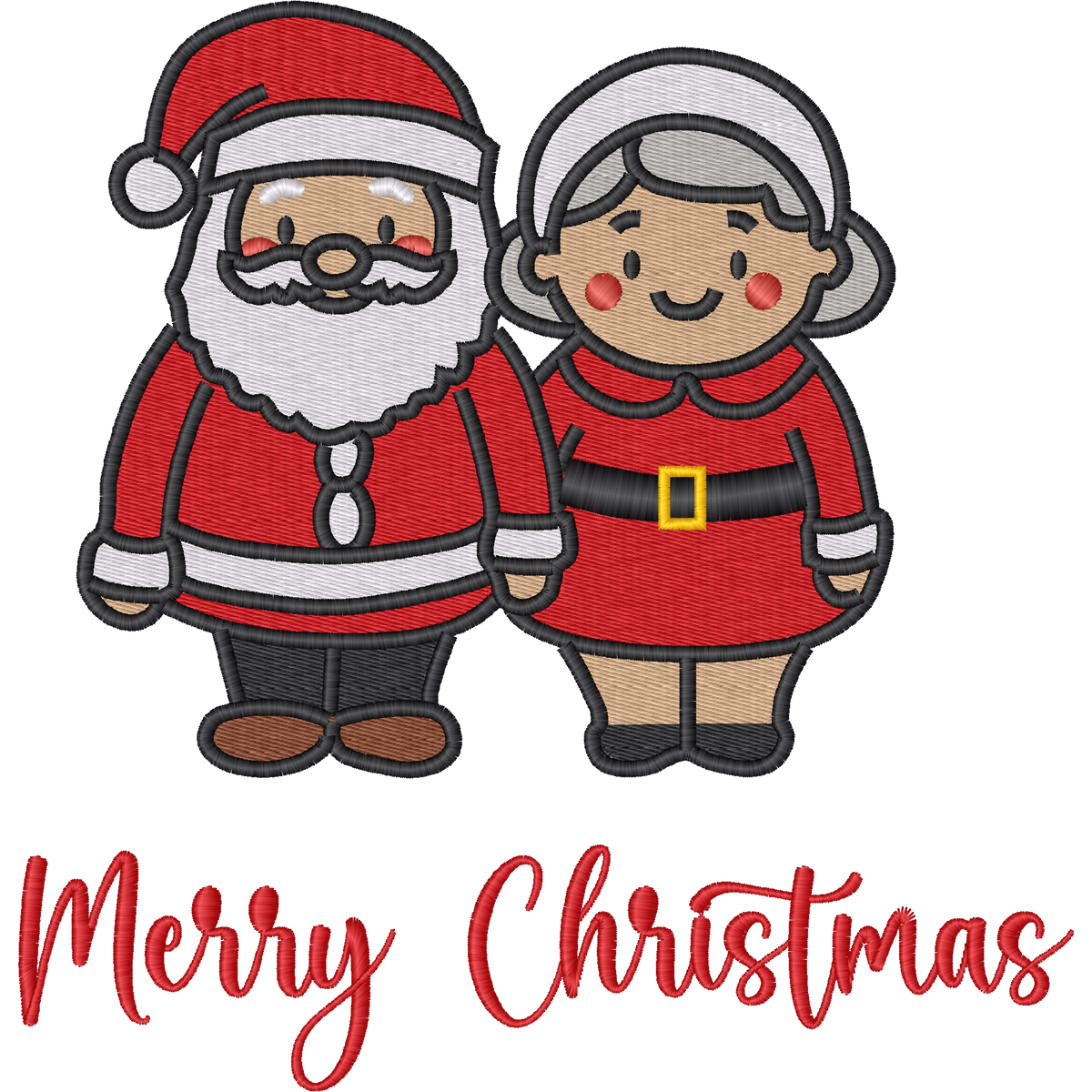 Santa and Mrs Claus Merry Christmas machine embroidery stitch preview