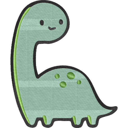 Green Kawaii Dinosaur machine embroidery stitch preview