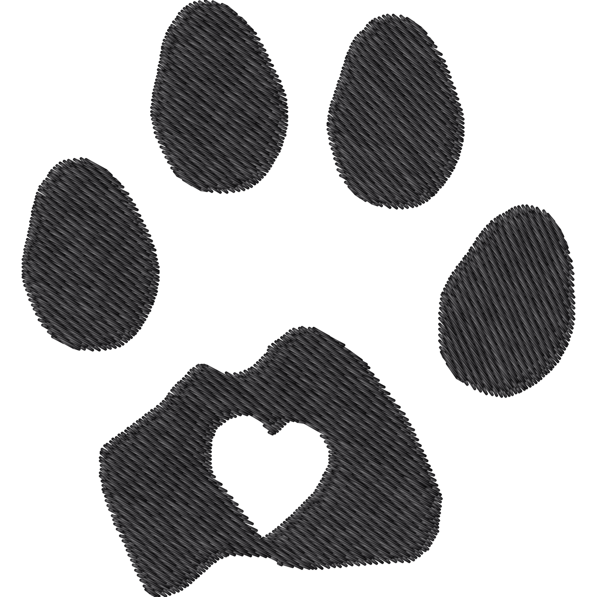 Paw with Heart machine embroidery stitch preview