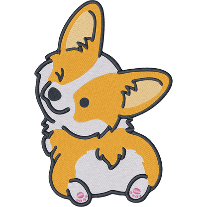 Corgi Butt with Hearts machine embroidery stitch preview