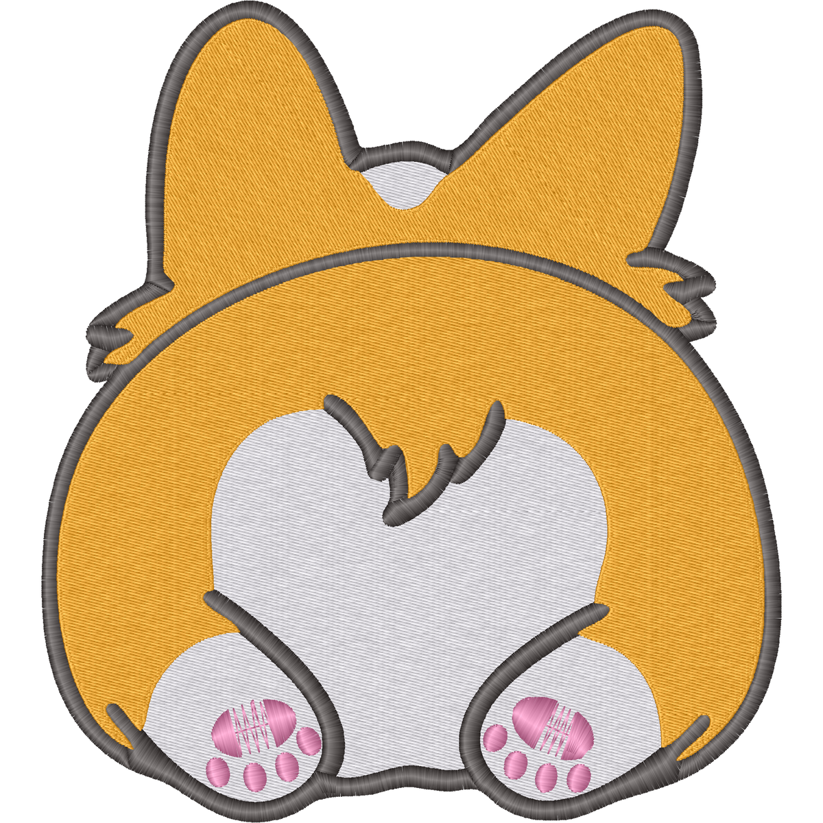 Corgi Butt with Pink Paws machine embroidery stitch preview