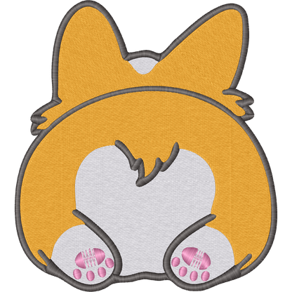 Corgi Butt with Pink Paws machine embroidery stitch preview