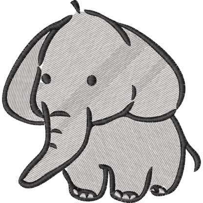 Gray Baby Elephant machine embroidery stitch preview