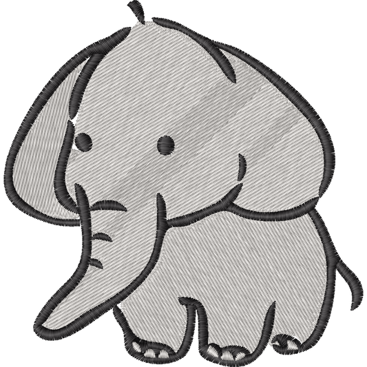 Gray Baby Elephant machine embroidery stitch preview