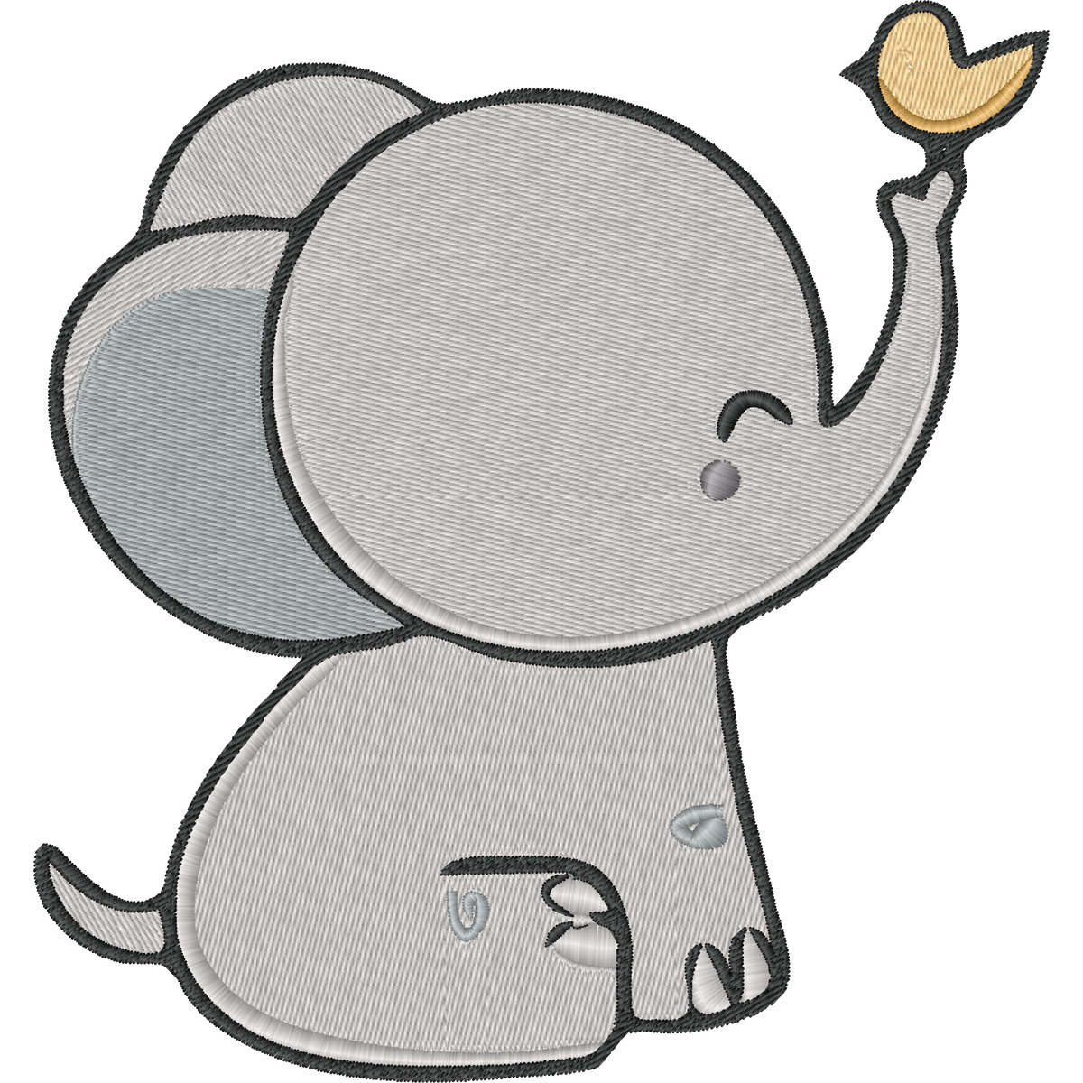 Elephant Bird and Heart machine embroidery stitch preview