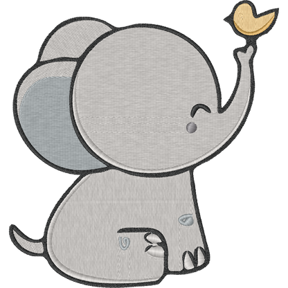 Elephant Bird and Heart machine embroidery stitch preview