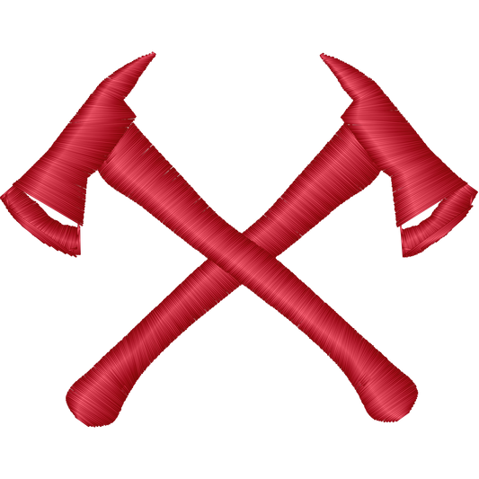 Crossed Firefighter Axes machine embroidery stitch preview