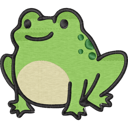 Smiling Green Frog machine embroidery stitch preview