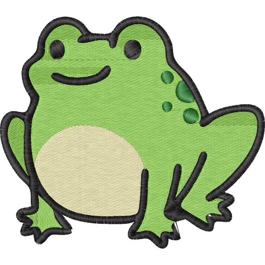 Smiling Green Frog machine embroidery stitch preview