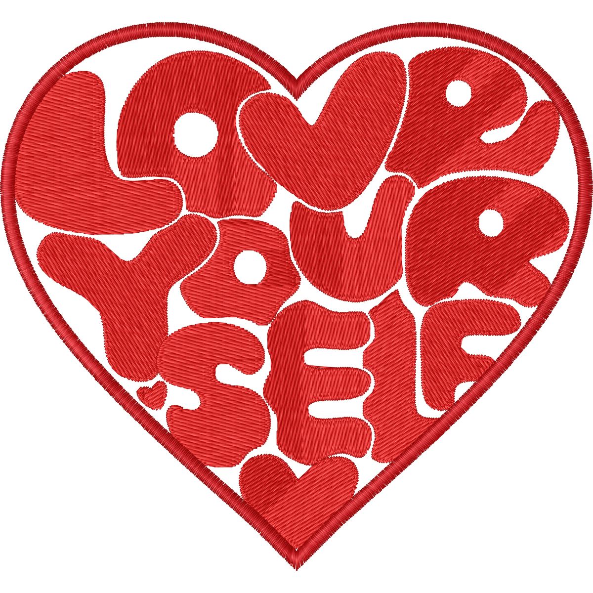 Love Your Self Heart machine embroidery stitch preview