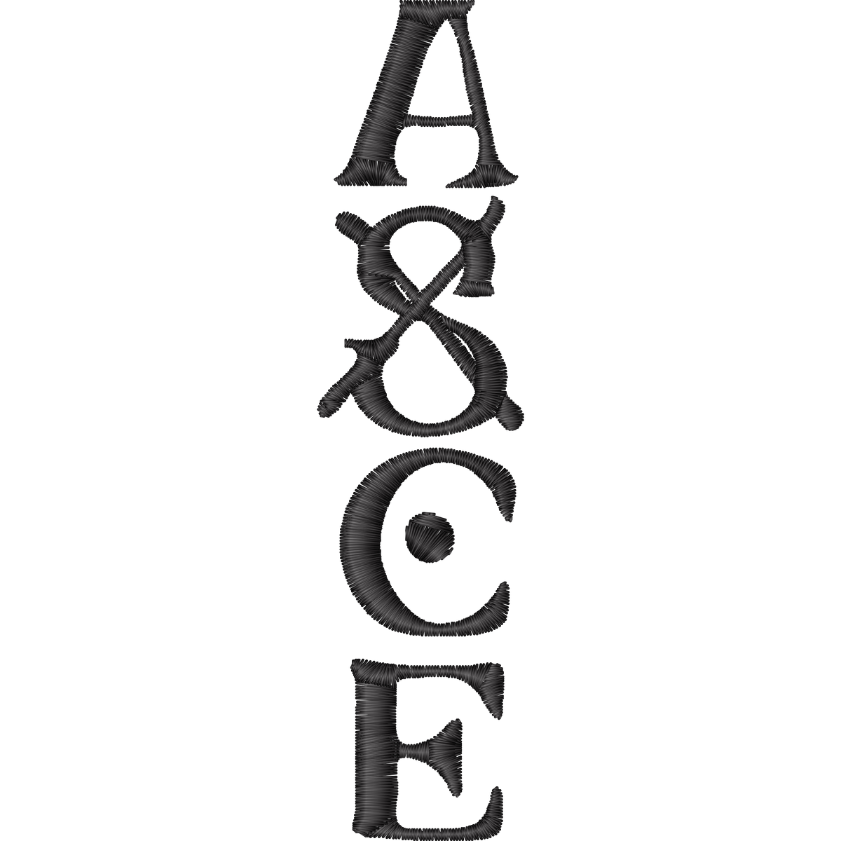 Vertical ASCE Lettering machine embroidery stitch preview