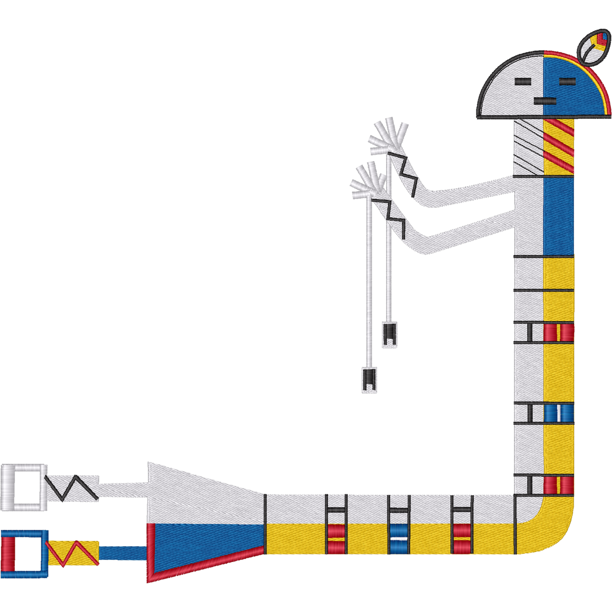 Geometric Egyptian Animal Figure machine embroidery stitch preview