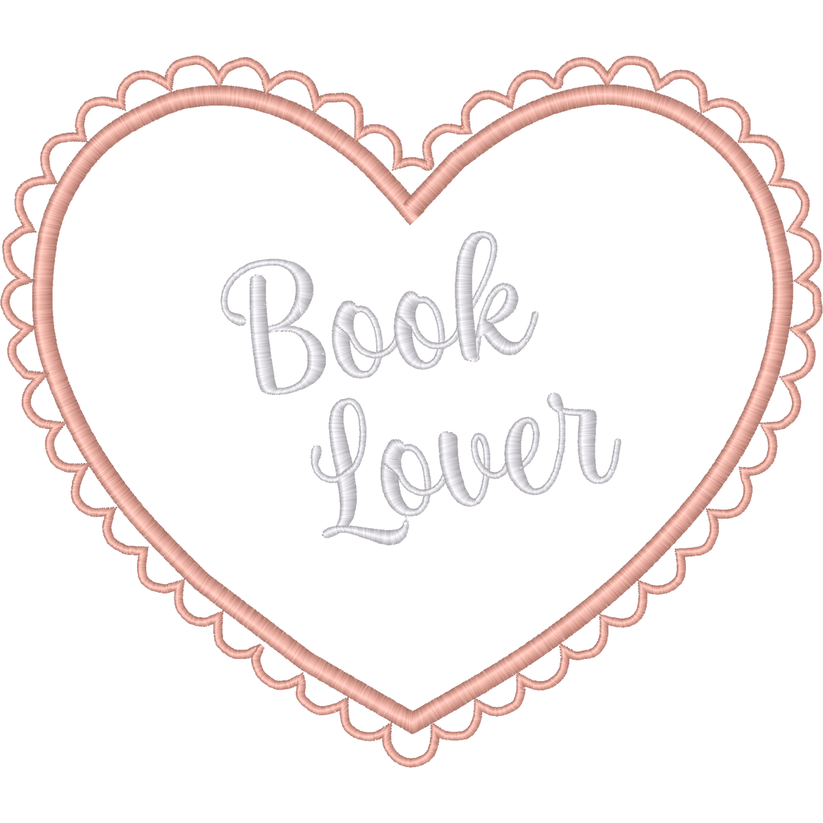 Book Lover Heart machine embroidery stitch preview